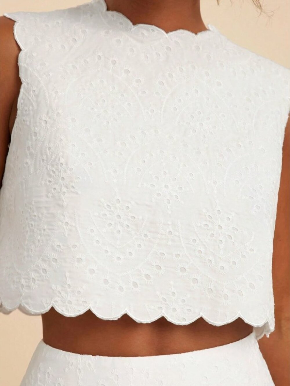 White Eyelet Crop Top & Maxi Skirt Two-Piece Set - Picture 4 of 7